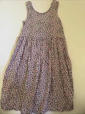 Tucker + Tate Pink and Black Floral A-Line Midi Dress girls size 4 EUC